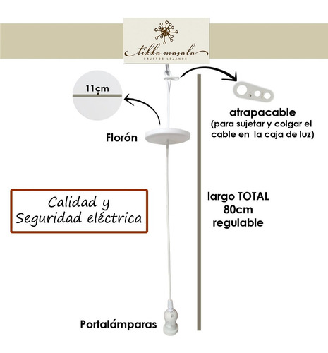 Imagen 5 de 8 de Lampara Colgante Vintage Hilo Natural- 1 Luz Apto Led
