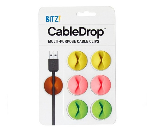 Organizadores De Cables Cabledrop.blister X 6 Colores Fluo