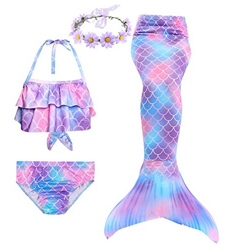 Traje De Baño Para Niña Cola De Sirena Para Nadar Conjunto D