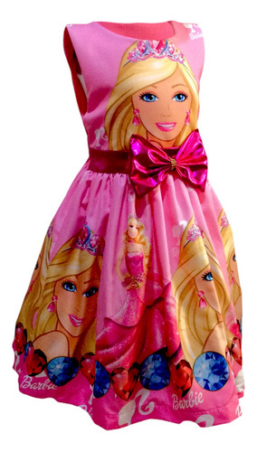 Vestido Estampado Manga Corta Diseño Barbie