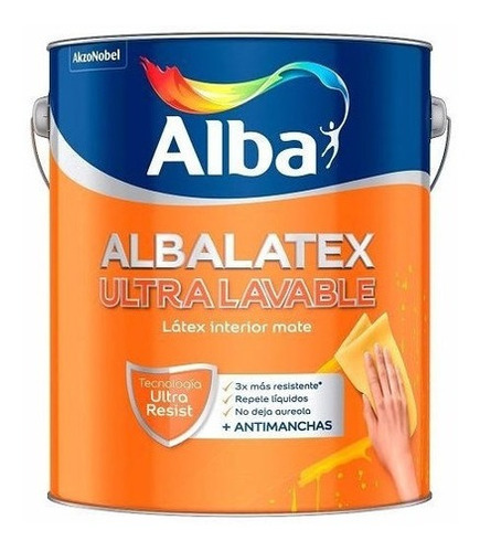 Pintura Latex Interior Albalatex Ultralavable Blanco X 4 Lts