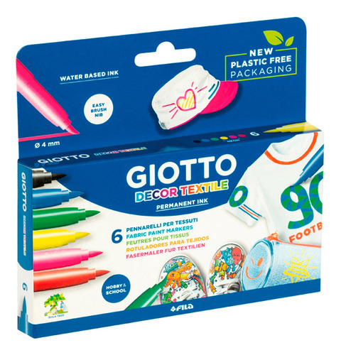 Marcador 6 Colores Textil Rotulador Giotto Lápiz Para Telas