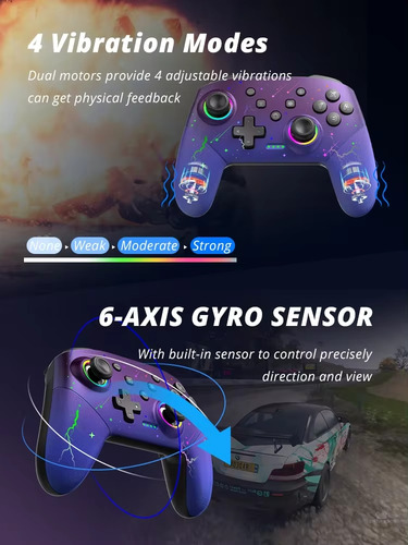 Controle Data Frog S80 Rgb Bluetooth P/ Nintendo Switch E Pc
