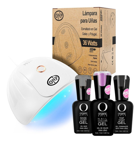 Esmalte Organic + Base + Top Coat 7.5ml Y Lampara