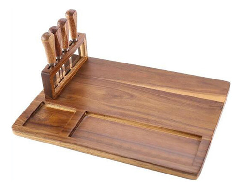 Tablero De Quesos De Bambú Y Cuchillos Play Platter Board