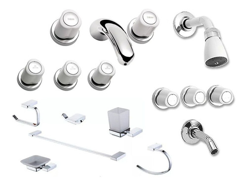 Combo Griferia Lavatorio Bidet Ducha Accesorios Lorca P