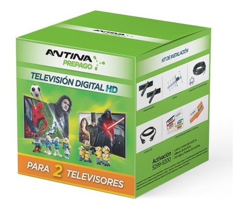 Imagen 1 de 5 de Pack Combo Antina Prepago Television Hd Único Para 2 Tvs!