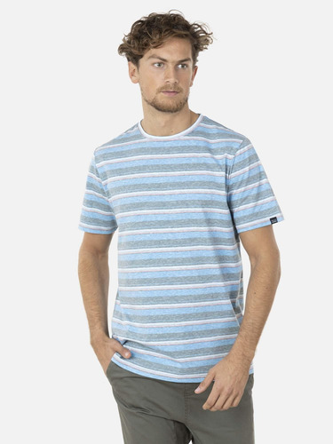 Polera Venice Stripe Ss Tee Hombre Celeste Maui And Sons