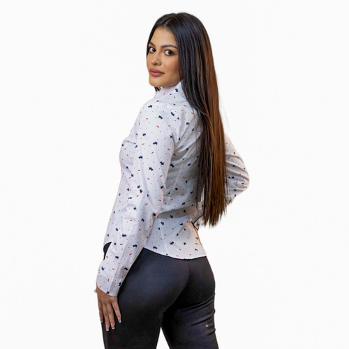 Blusa Estampada Con Perritos Puppies Para Oficina Formal