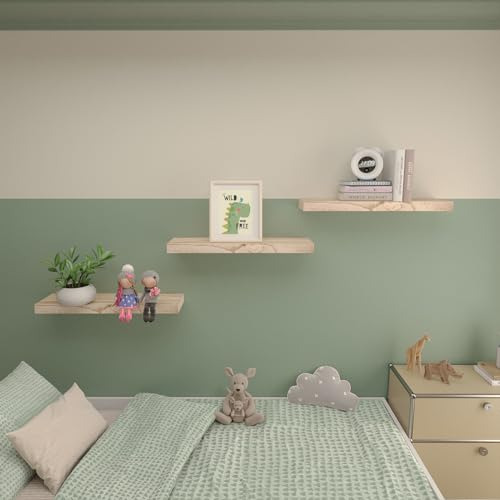 Estantes De Pared Madera Maciza Almacenamiento Dormitorio Sa
