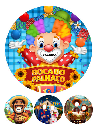 Painel Redondo Interativo Festa Tecido Sublimado 3d Junino