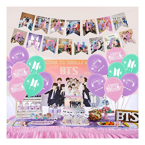 Kit De Fiesta De 32 Piezas Kpop Bts Globos