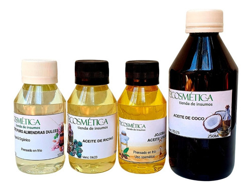 Aceites Vegetales Coco+ricino+almendras+jojoba