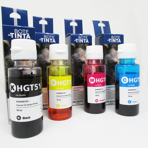 Kit 4 Botellas De Tinta Genérica, Compatible Con Gt51 Gt52 