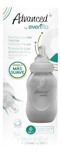 Biberón Evenflo Advanced 120ml Flujo Lento 0 Meses 2 Pack