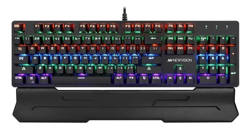 Imagen 1 de 4 de Teclado gamer Newvision NW-800 QWERTY español color negro con luz RGB