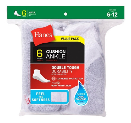 Medias Hanes 6-pack Tobillera 6-12 Media Pierna Corta