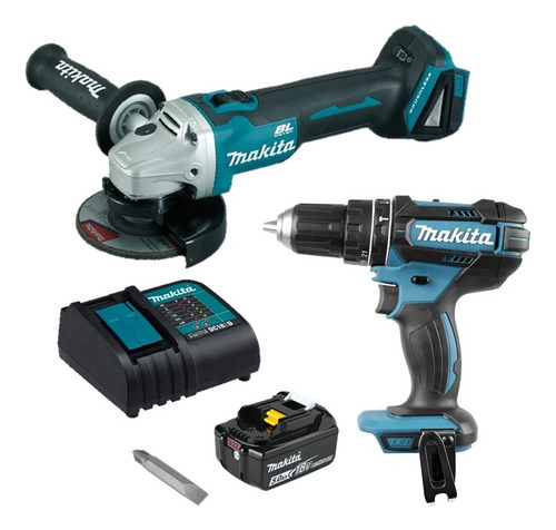 Kit Taladro 1/2 +esmeriladora Brushless 18v Makita Dlx2402st