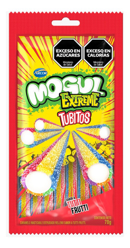 Mogul Extreme Tubitos Ácidos Arcoíris X 70 Gr Tutti-frutti