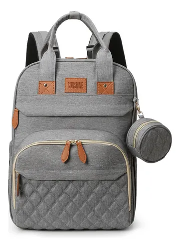 Panaleras Modernas Mochila Pañalera Para Bebe Pañales Madres Bolso  Rosado/Gris