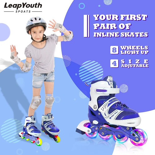 Imagen 6 de 8 de Patines En Línea Ajustables Con Ruedas Iluminadas