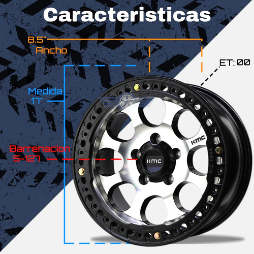 Rines 17 Kmc Riot Bl 5-127 Beadlock Wrangler Sahara Rubicon