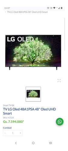 LG Oled 48 A1 4k Smart Tv Con Thinq Ai (Usado)