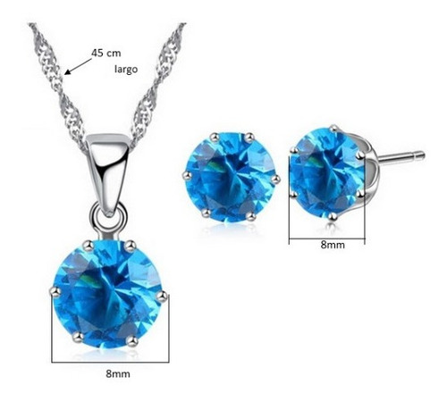 Imagen 3 de 3 de Set Collar Y Aretes Baño Plata 925, Sencillo Ii