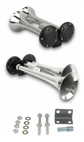 Corneta Importada Aire Cromada Doble Camión 12-24v Acero/ino