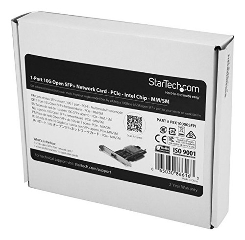 Tarjeta De Red Startech.com De 10 G, Mm/sm, 1 X Spf+ S Única