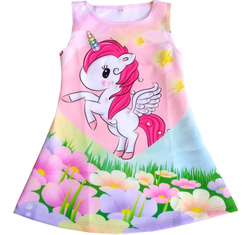 Vestido Para Niñas De Unicornio  - Cs