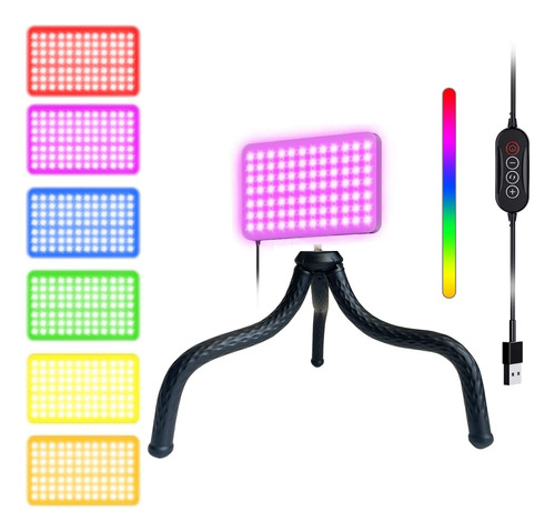 Fugetek Luz De Video Led Rgb Con Trpode De Escritorio Flexib