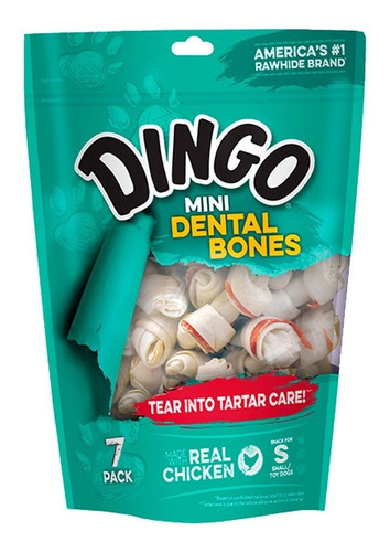 Imagen 2 de 5 de Dingo Mini Dental Bones Snack Golosina Pollo 7u Perro Pequeñ