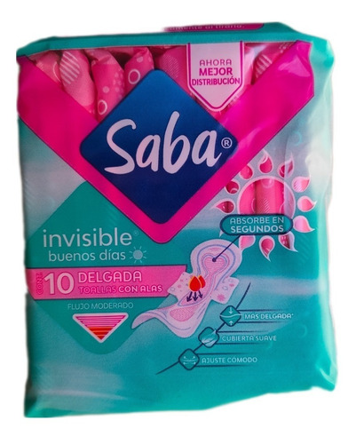 Caja Toalla Femenina Saba Invisible Ultra C/a En 12 Paquetes