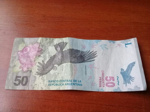 Billete 50 Pesos Cóndor Reposición Serie A Circulado Bueno (Usado)