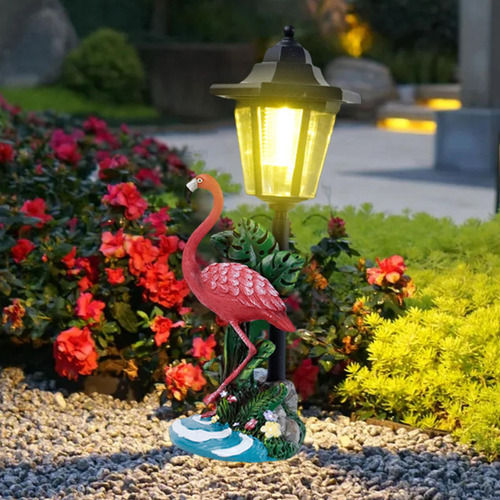 Figura De Flamenco De Patio, Luz Solar Con Energía,
