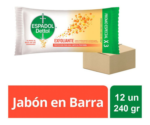 Pack Jabon En Barra Espadol Exfoliante 12 Un X 3 X 80 Gr