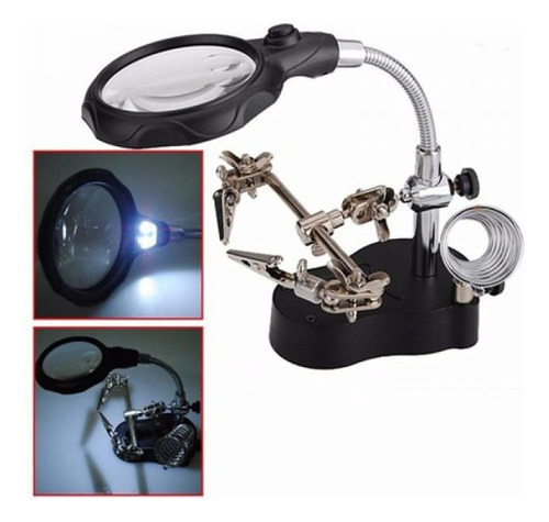 Imagen 3 de 6 de Lupa De Mesa Con Doble Brazo 65 Mm Led Matisse