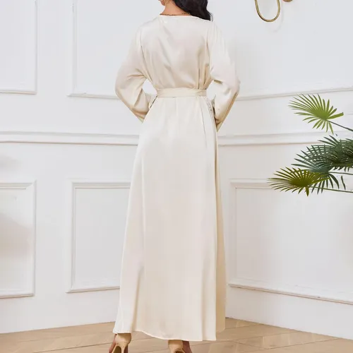 W Ropa Árabe Casual Para Mujer Con Estampado De Cuello En V