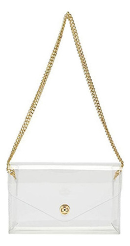 Bolso De Mano Transparente De Pvc Con Solapa Y Cadena Para M