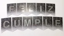 Comprar Banderín Feliz Cumpleaños O Feliz Día Stamping Color Negro Tipo Confeti