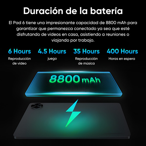 Tablet Xiaom Black Shark Pad 6, 11'' FHD pantalla, 90 Hz, tablet con sim card 8GB RAM, 256GB ROM, Android 14 con cámara 16 MP y 8 MP Color Gris