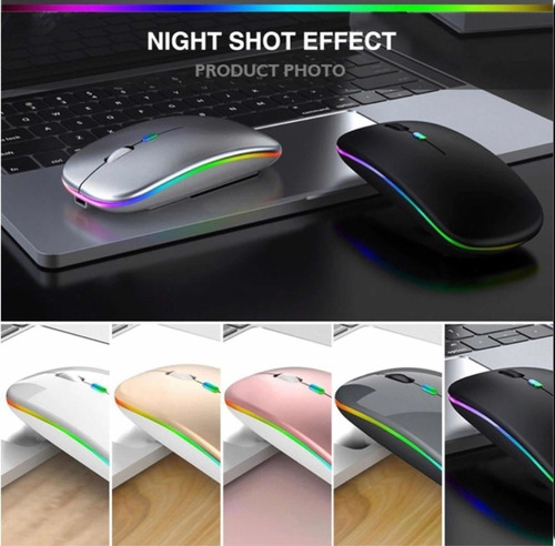 Mouse Hmaston Wireless Recarregável Led Rgb 2.4 Ghz Sem Fio