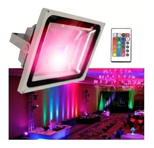 Foco Proyector Led 30w Rgb Con Remoto De Color 