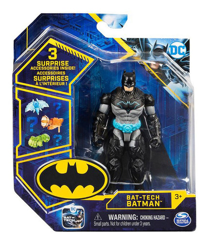 Boneco Batman Bat-tech Preto - 10cm Colecionável