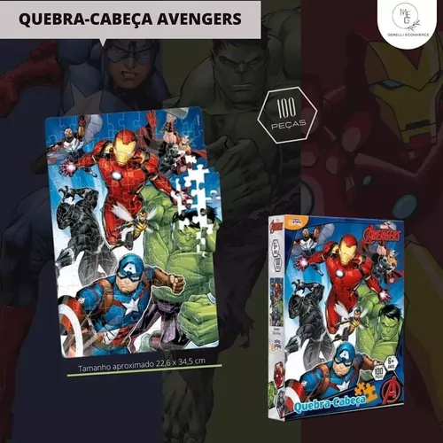 Jogo Quebra Cabeça Infantil Vingadores Marvel 100 Peças - Loja Zuza  Brinquedos