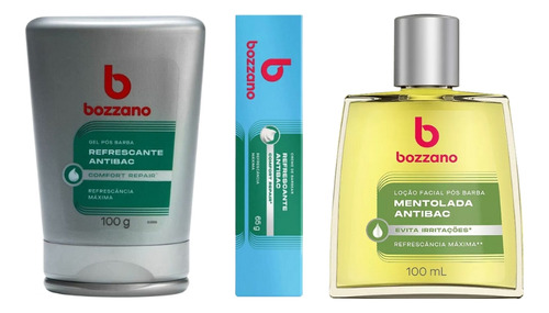 Kit Bozzano Refrescante Creme Barbear+gel E Loção Pos Barba