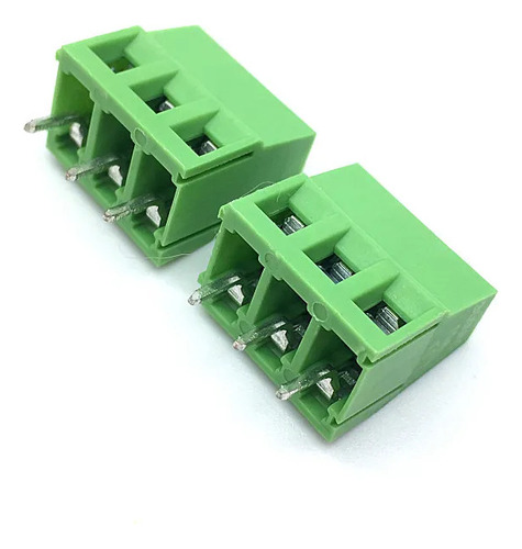 Kit 10 Bornes Conecto Parafuso Pcb De 3 Pinos  5mm Verde