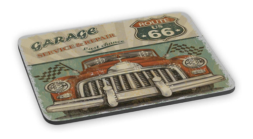 Mousepad Vintage Rota 66 Garage Retrô Carro Antigo