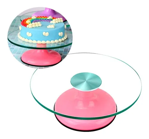 Base Giratoria Tortas Plato Giratorio Base Vidrio 30cm Cuotas